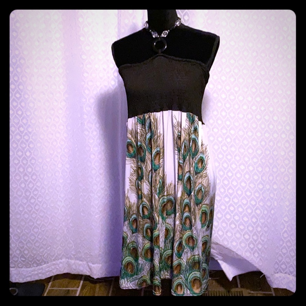 Peacock silky bathing suit cover up